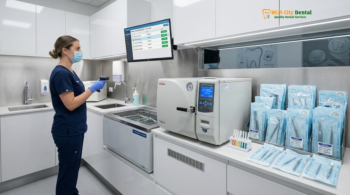 Sterilization standards and Class B autoclave protocols at HCMC Dental Clinic