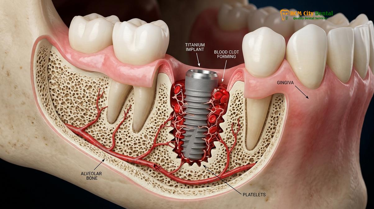 Clinical illustration of dental implants post op instructions