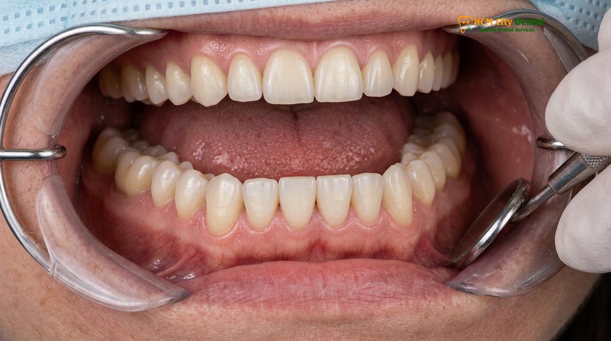 Visual description of dental reconstruction before and after