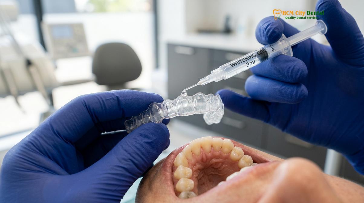 Visual description of dentist take home teeth whitening