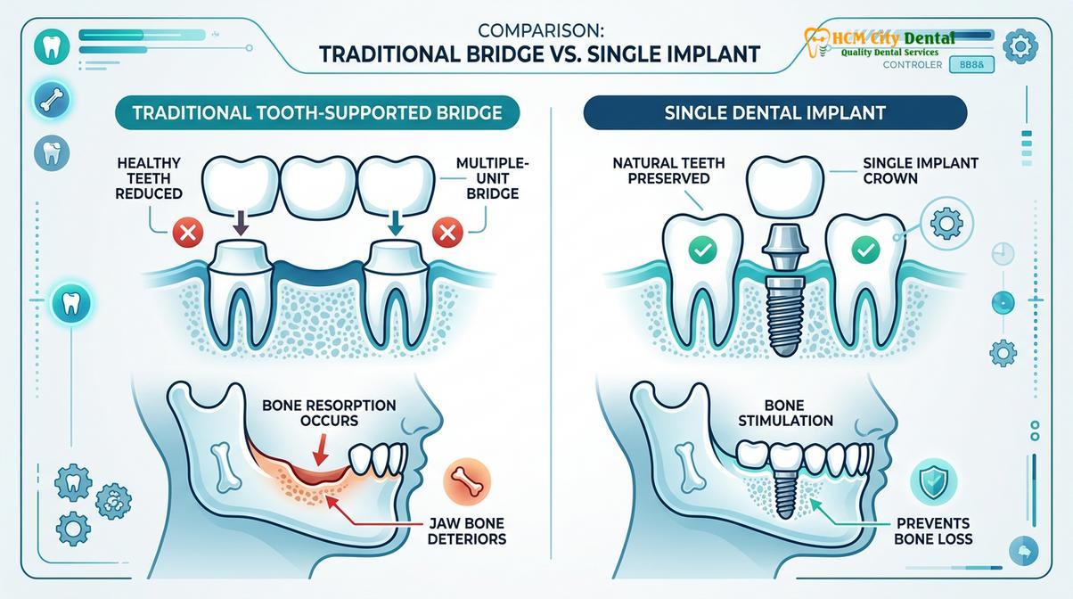 Summary diagram of full dental bridge