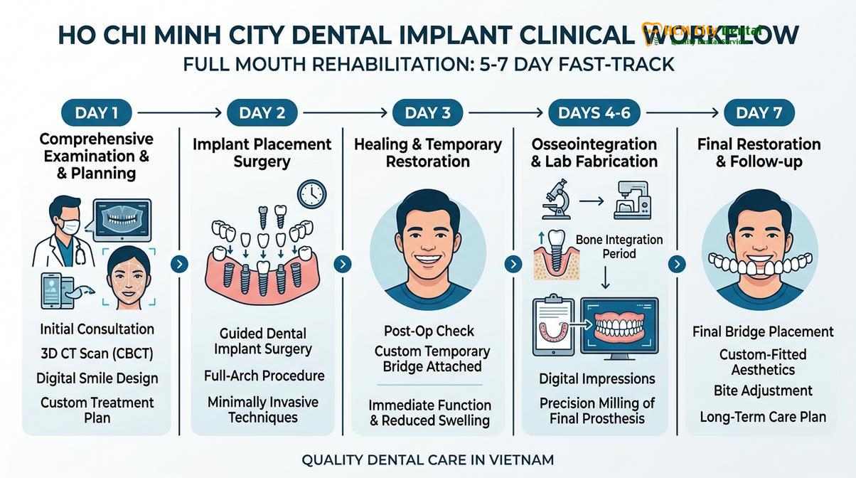 Illustration of full mouth dental implants cost vietnam