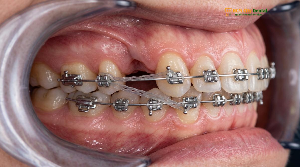 Clinical photography related to power bands braces