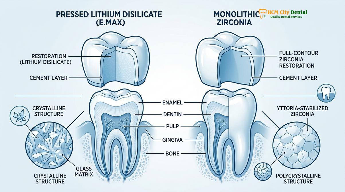 Comparison of IPS e.max and zirconia optical properties