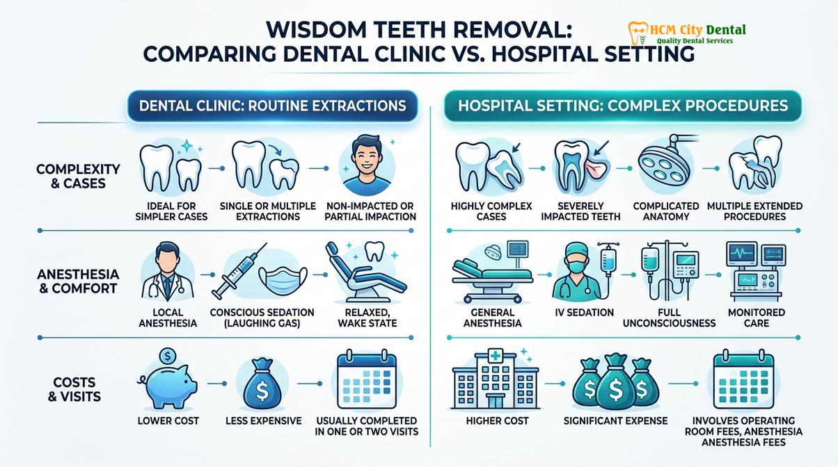 Summary diagram of wisdom teeth removal hospital or dentist