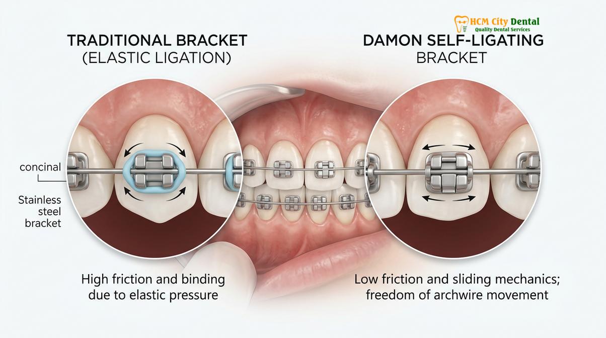 Biomechanical comparison: Passive self-ligation vs. traditional elastomeric ligation.