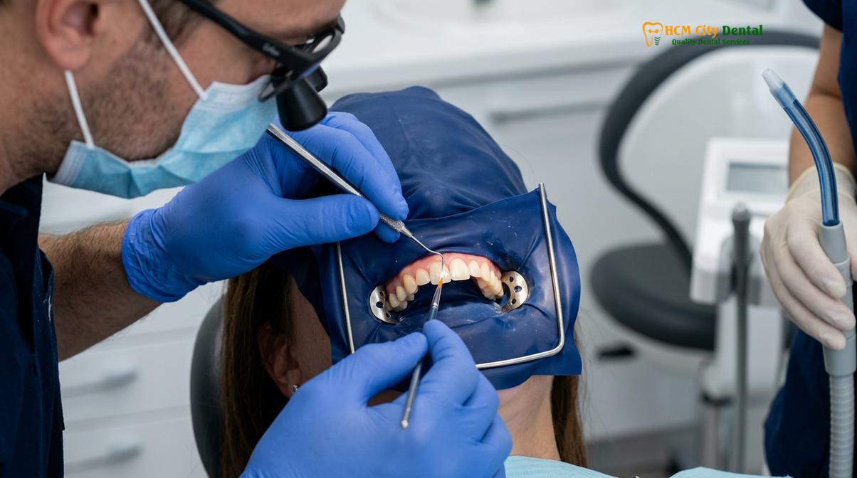 Precision bonding of minimal-prep porcelain veneers under strict moisture control.