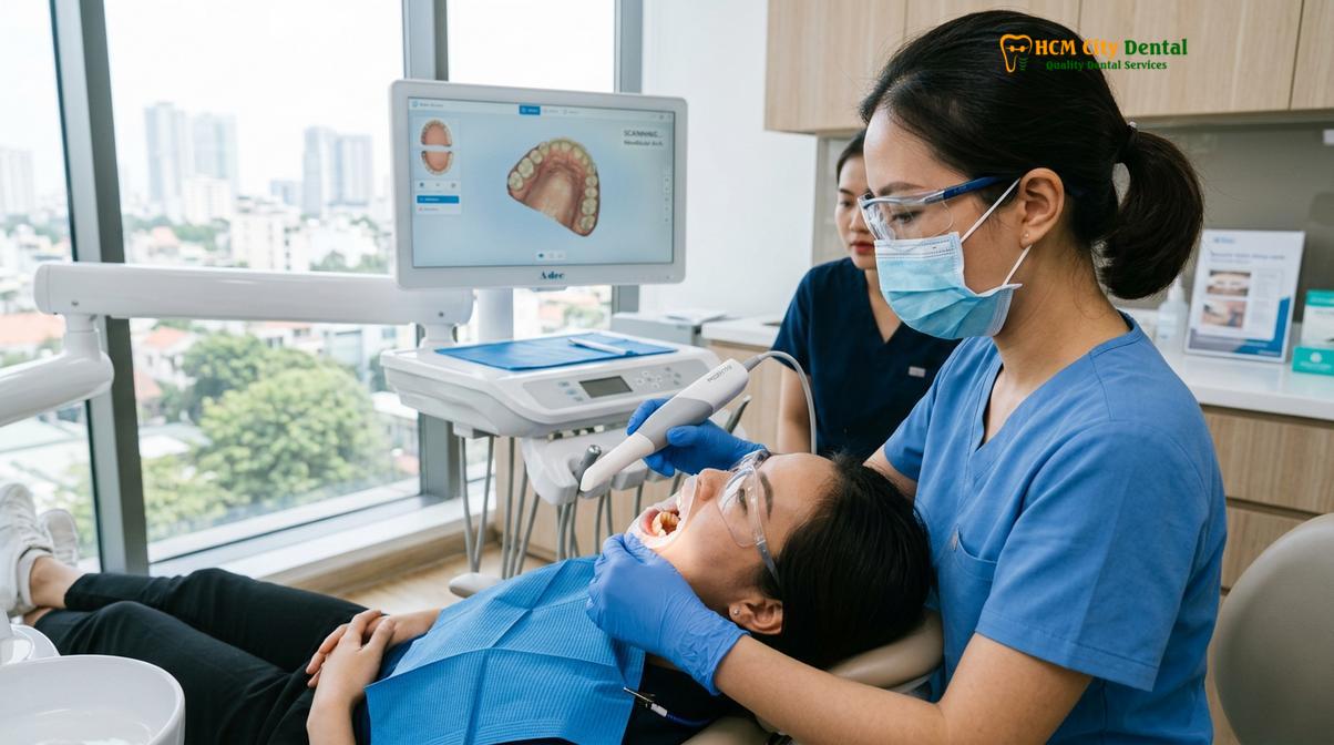 Digital intraoral scanning ensures sub-micron accuracy for crown margins.