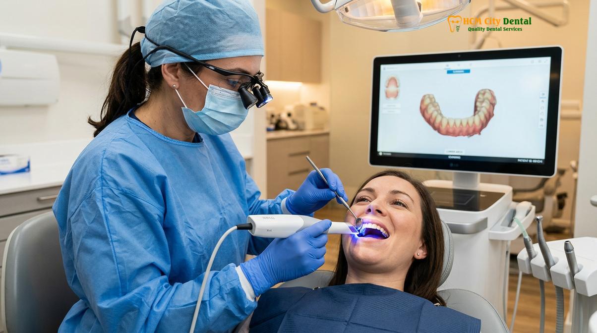 Digital intraoral scanning replaces messy traditional impressions, offering superior accuracy for crowns and veneers.