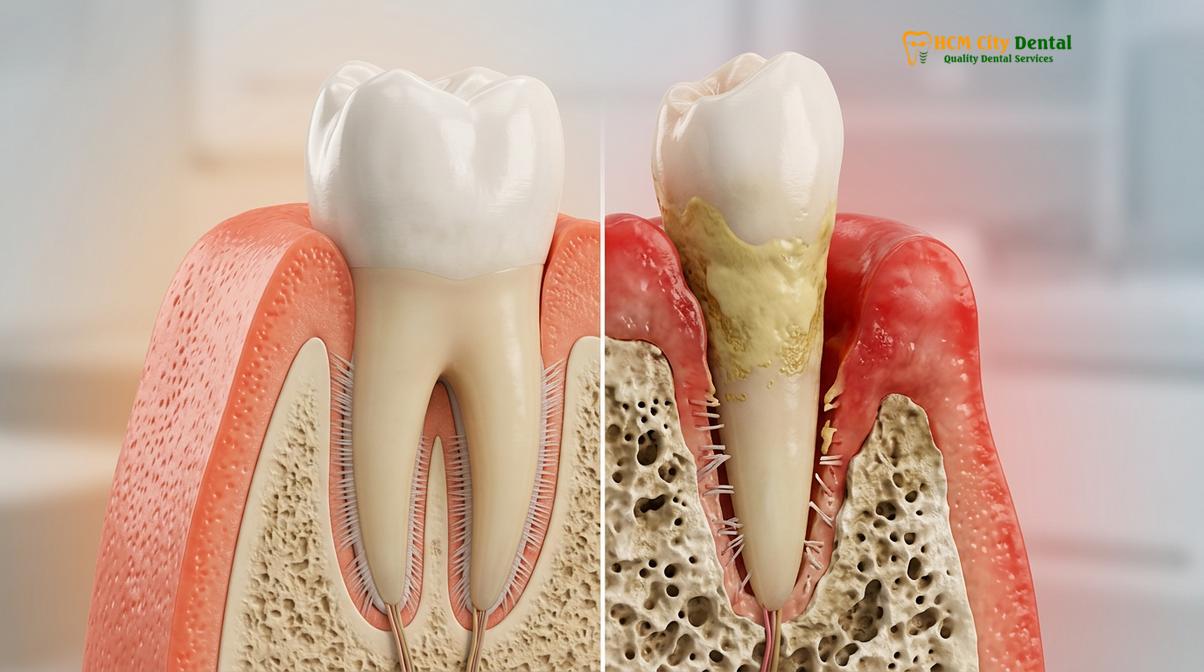 Advanced periodontitis can cause irreversible bone loss if left untreated, leading to tooth mobility.