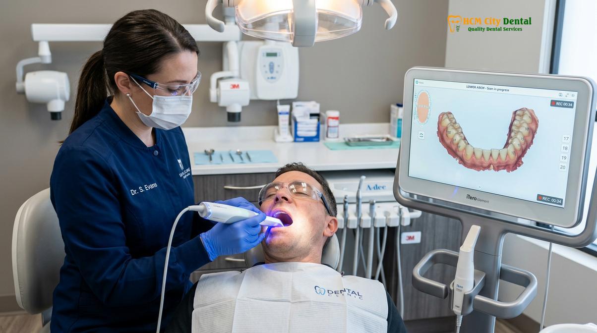 Intraoral scanning replaces traditional messy impressions, streamlining the weekend treatment process.