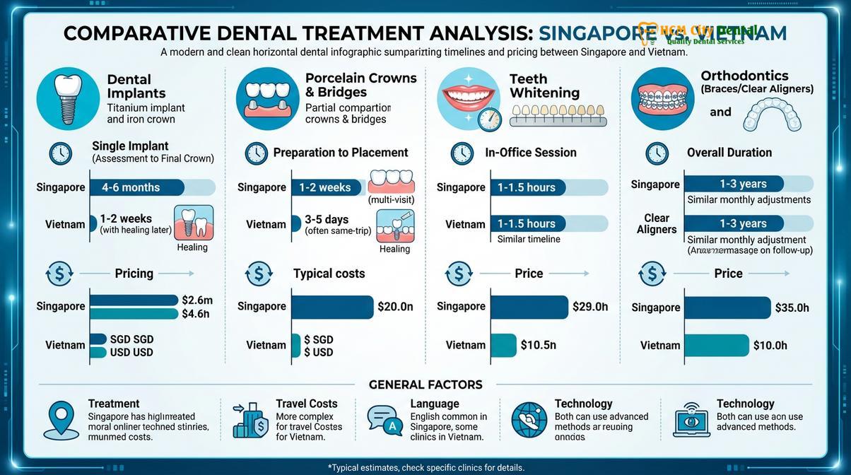 Comparison chart summarizing treatment timelines and pricing for international patients.