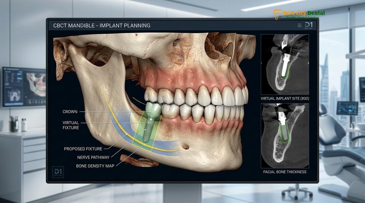 Digital 3D CBCT diagnostic planning for precise dental implant treatment