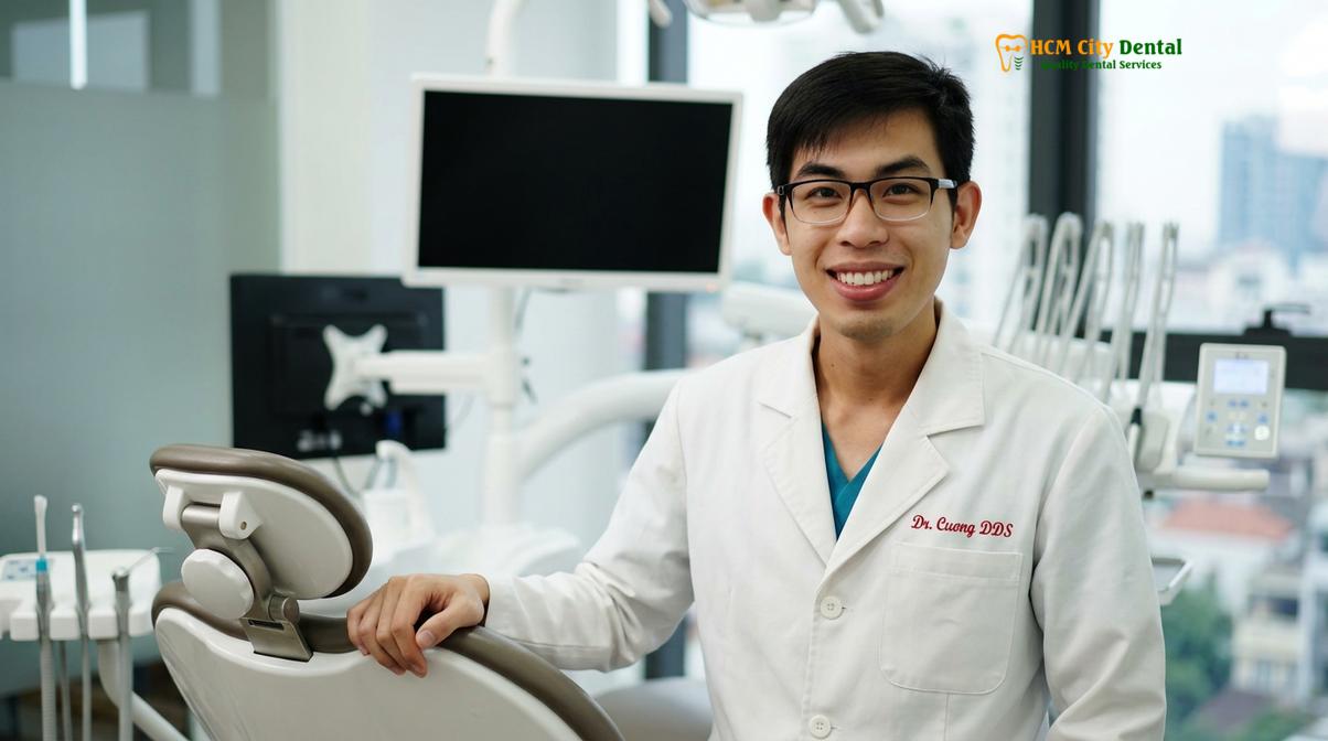 Dr. Nguyen Van Cuong DDS reviewing a 3D CBCT scan for a full arch reconstruction patient.