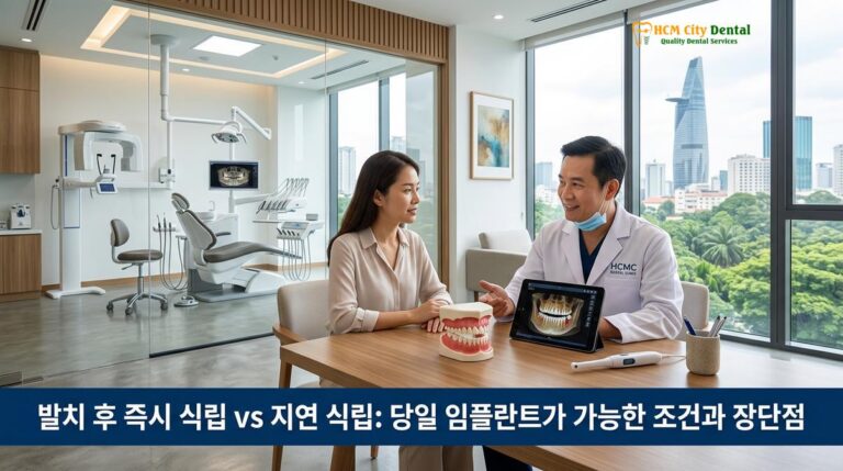 발치 후 즉시 식립 vs 지연 식립: 당일 임플란트가 가능한 조건과 장단점 — 닥터 끄엉 원장 | HCMC Dental