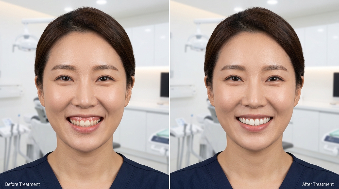 호치민 거미스마일 교정 Before After — 레이저 잇몸성형 황금비율 스마일 완성