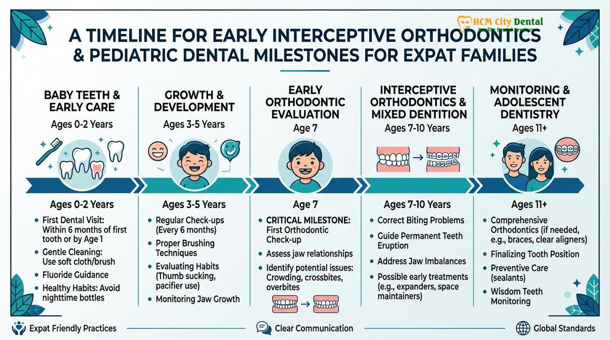 Early orthodontic evaluation timeline for children's optimal oral development.