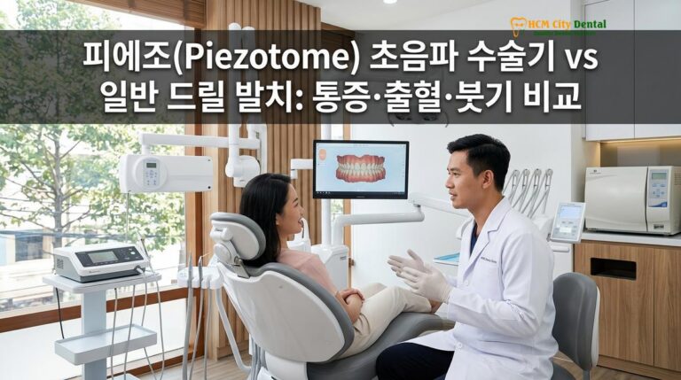 피에조(Piezotome) 초음파 수술기 vs 일반 드릴 발치: 통증·출혈·붓기 비교 — 닥터 끄엉 원장 | HCMC Dental