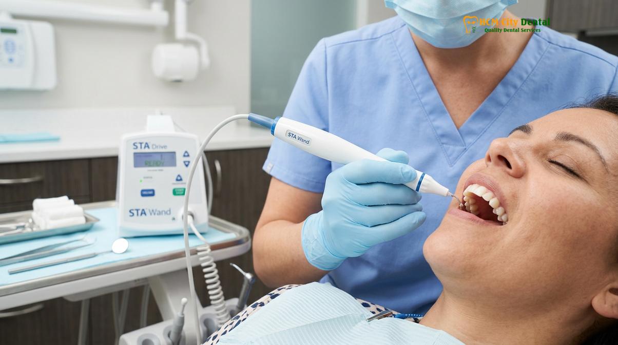 The STA Wand system delivers computerized, virtually painless local anesthesia.