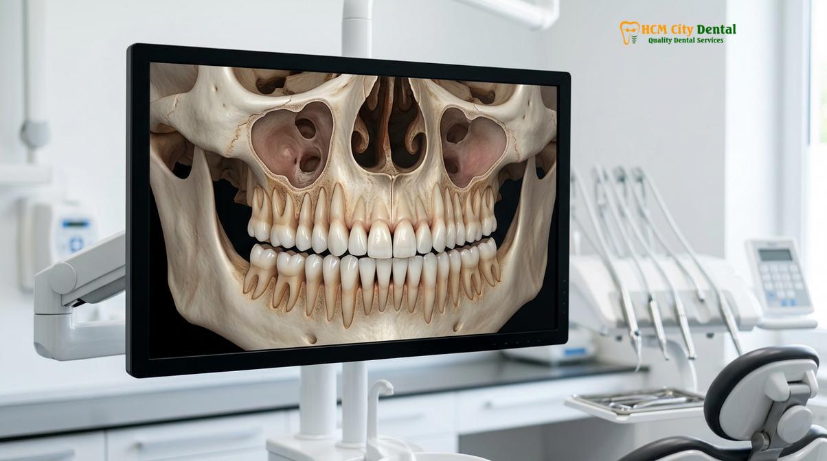 3D CBCT를 활용한 상악동 해부학적 구조 및 잔존골 정밀 진단 화면