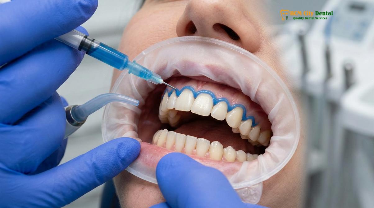 Precise application of a gingival barrier to ensure safe, irritation-free clinical whitening.