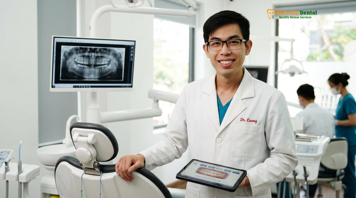 Dr. Nguyen Van Cuong DDS, overseeing cosmetic bleaching protocols at HCMC Dental Clinic.